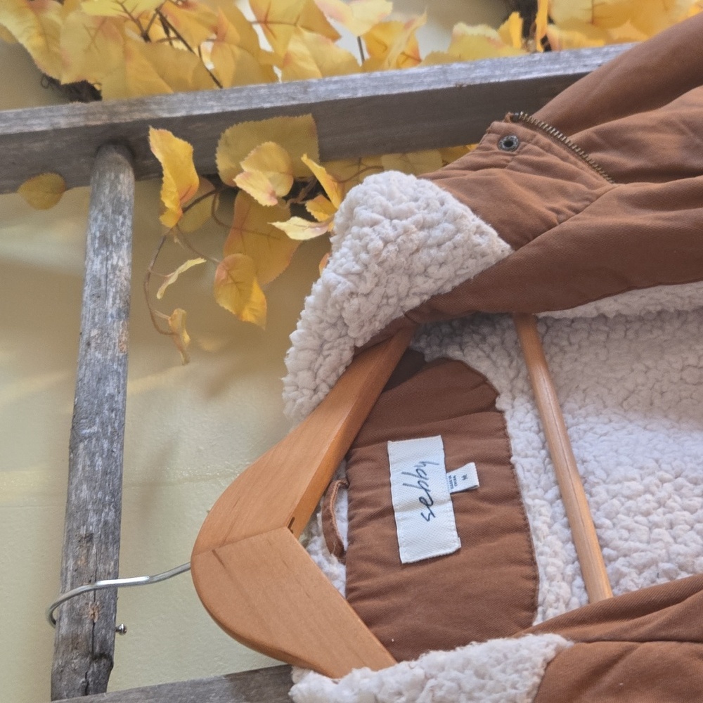 Sebby Tan Jacket with Cream Sherpa Lining